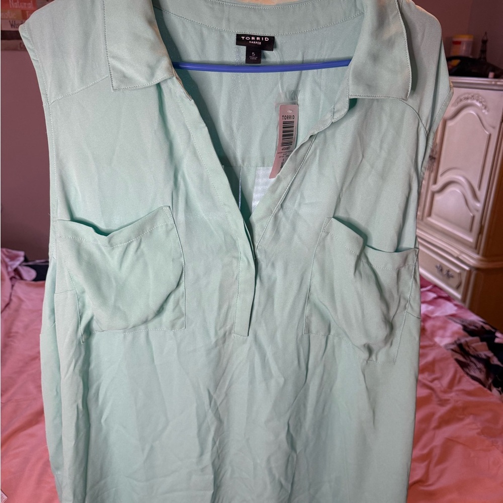 Torrid Light Green Sleeveless Blouse